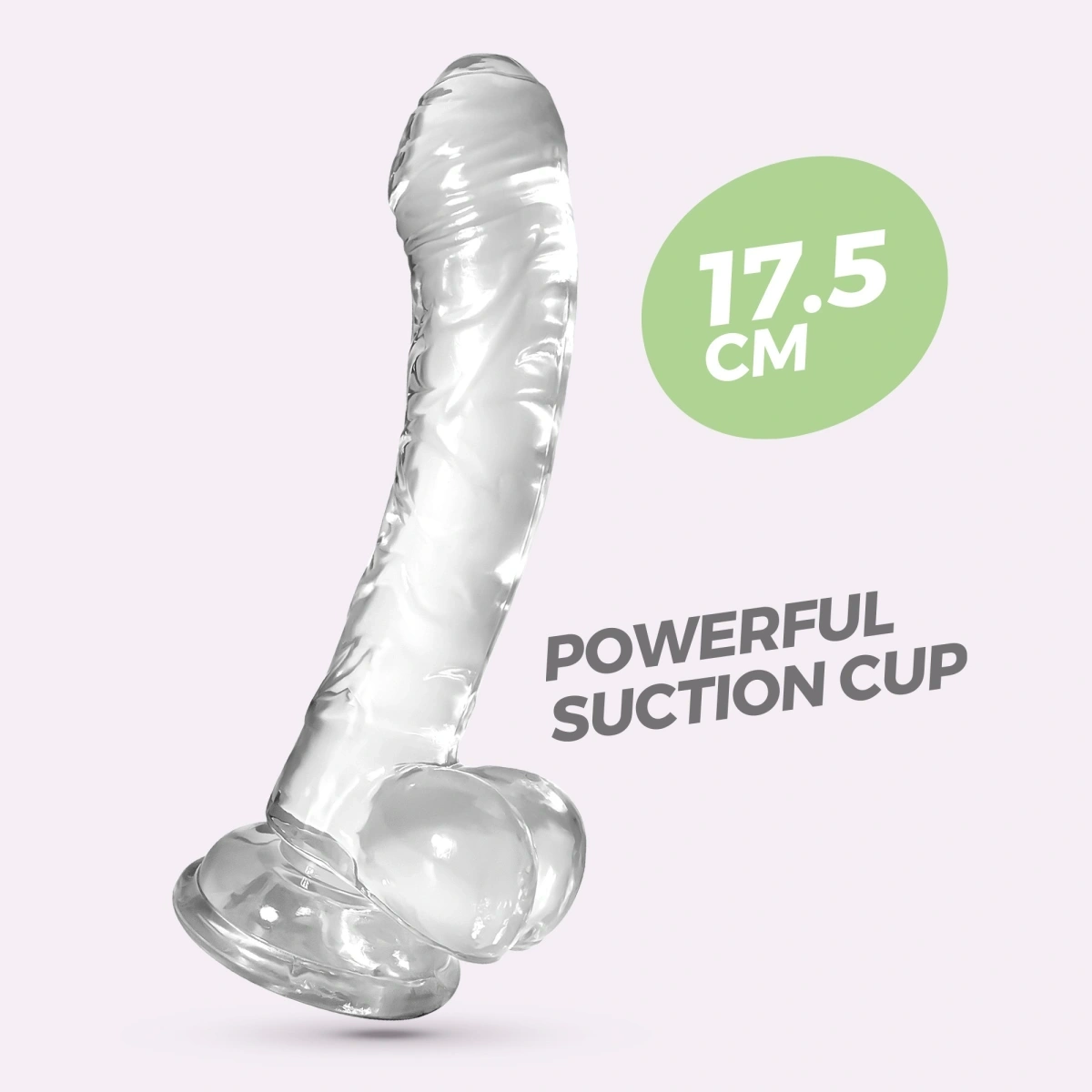 Dildo Realist Crushious Hudini cu Ventuza, TPE, Transparent, 17.5 cm, #9, Erotic24.ro