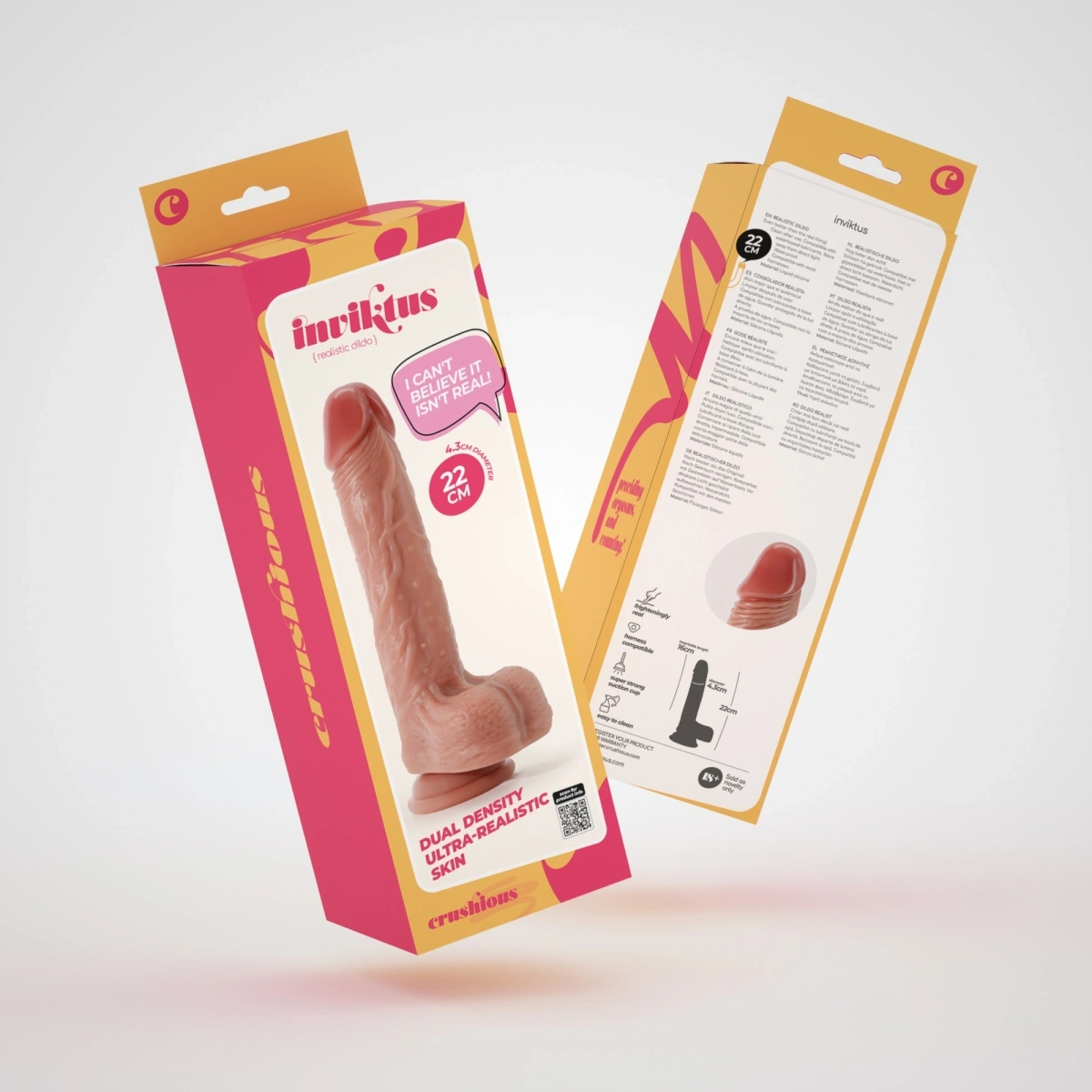 Dildo Realist Crushious Inviktus cu Ventuza, Silicon Lichid, Natural, 22 cm, Nr. 9, Erotic24.ro