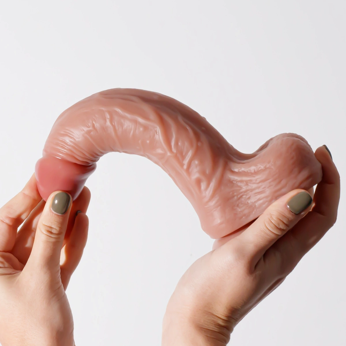 Dildo Realist Crushious Inviktus cu Ventuza, Silicon Lichid, Natural, 22 cm, Nr. 5, Erotic24.ro