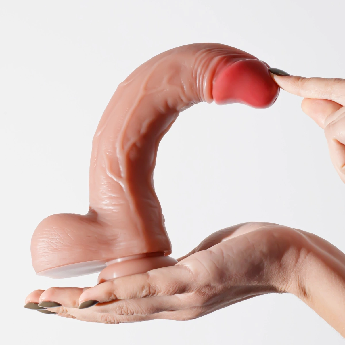 Dildo Realist Crushious Inviktus cu Ventuza, Silicon Lichid, Natural, 23 cm, Nr. 6, Erotic24.ro