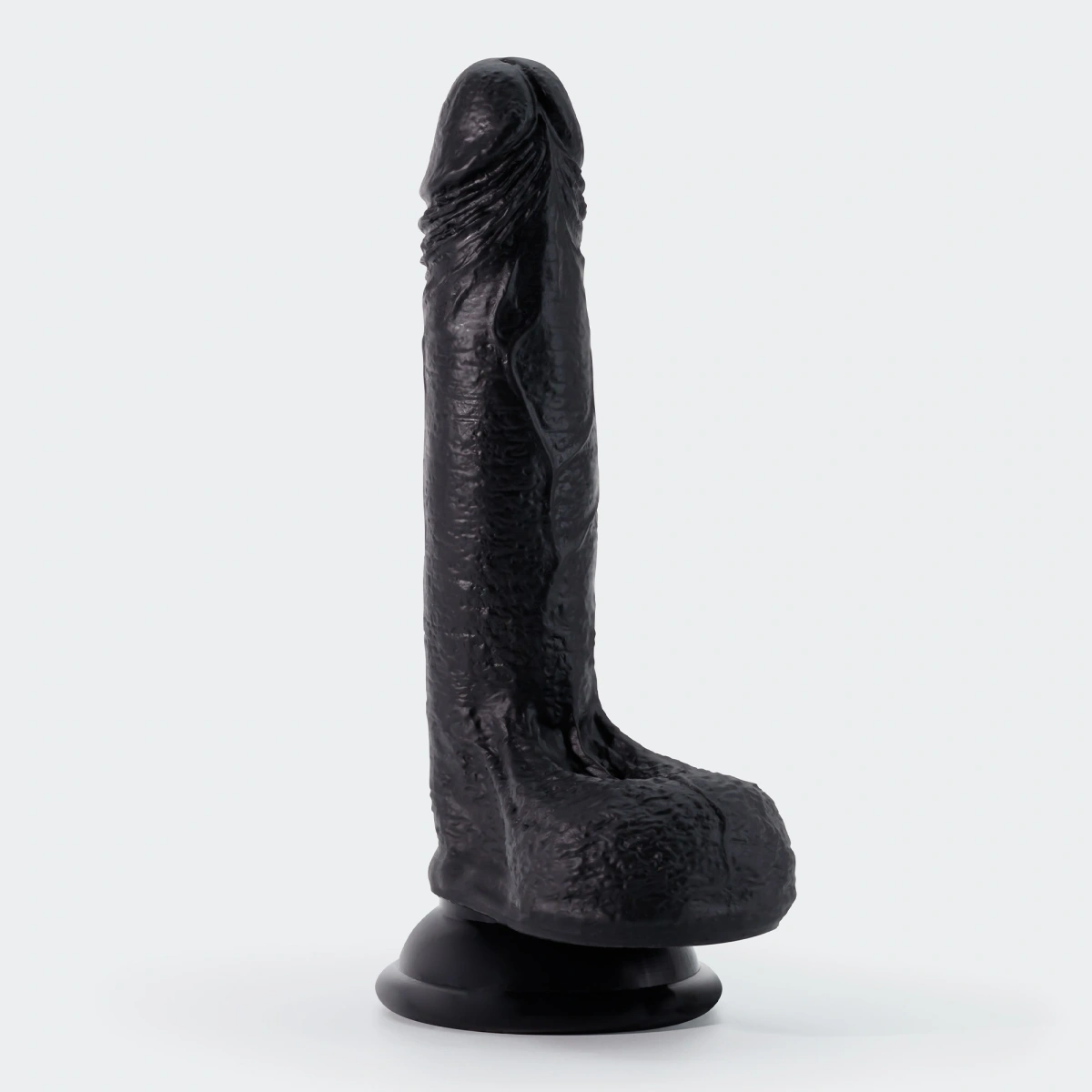 Dildo Realist Crushious Inviktus cu Ventuza, Silicon Lichid, Negru, 19 cm, Nr. 1, Erotic24.ro