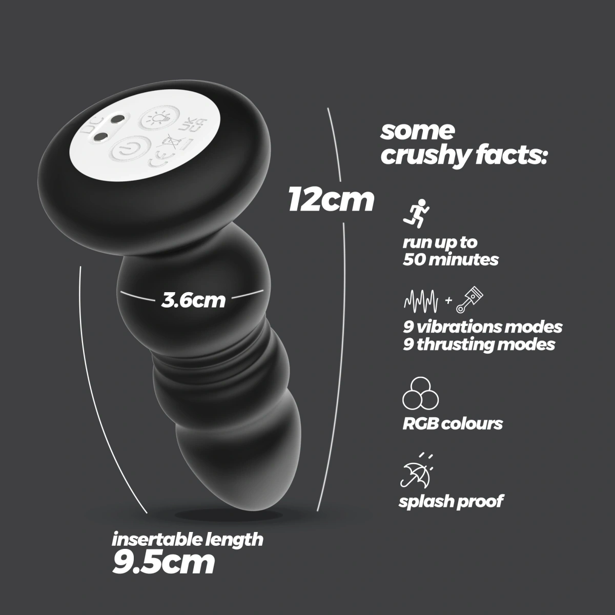 Vibrator Anal Australis, Remote Control, 9 Moduri Impingere si Vibratii, Silicon, USB, Negru, 12 cm, #8, Erotic24.ro