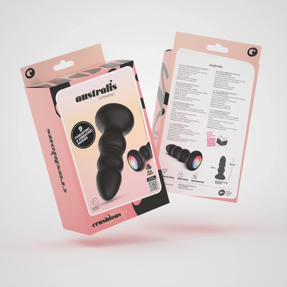 Vibrator Anal Australis, Remote Control, 9 Moduri Impingere si Vibratii, Silicon, USB, Negru, 12 cm, #9, Erotic24.ro