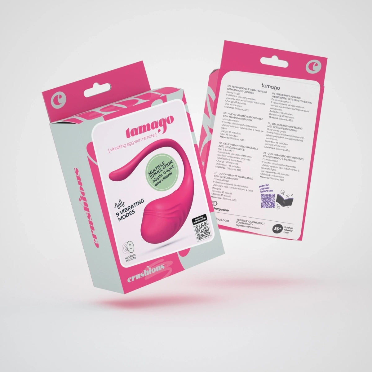 Ou Vibrator Tamago, Remote Control, 9 Moduri Vibratii, Silicon, USB, Roz, Nr. 8, Erotic24.ro