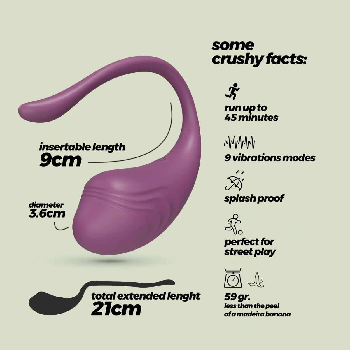Ou Vibrator Tamago, Remote Control, 9 Moduri Vibratii, Silicon, USB, Mov, #7, Erotic24.ro
