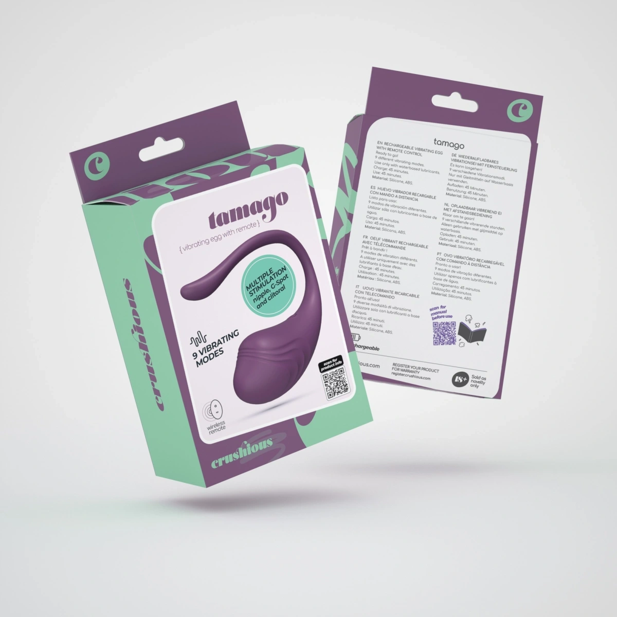 Ou Vibrator Tamago, Remote Control, 9 Moduri Vibratii, Silicon, USB, Mov, #8, Erotic24.ro
