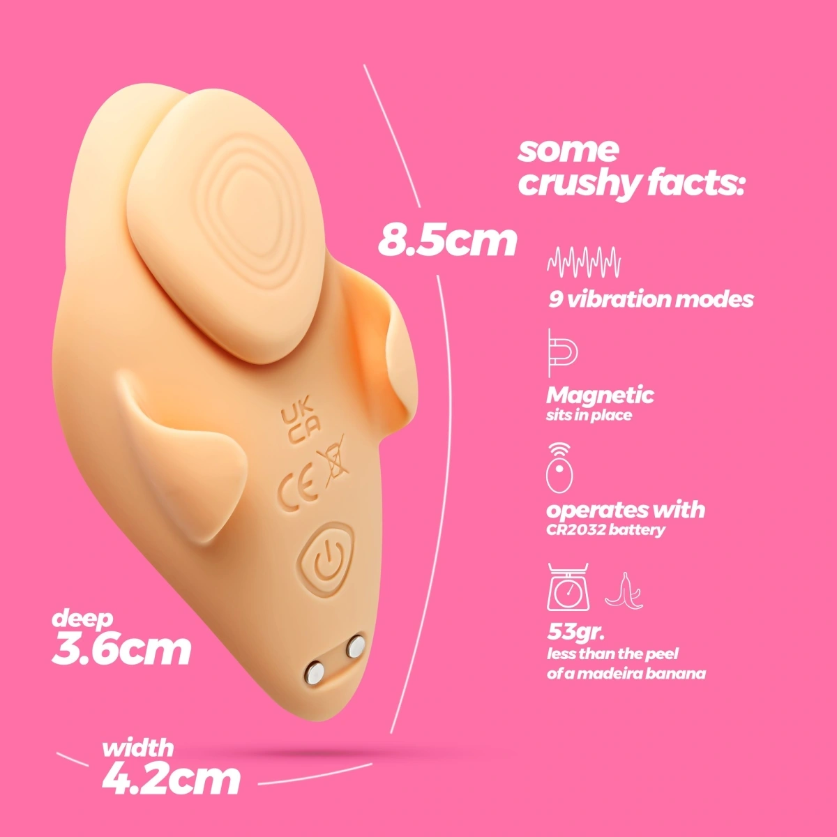 Stimulator Wearable Crushious Atlantis, Remote Control, 9 Moduri Vibratii, Silicon, USB, Nude, 8.5 cm, #10, Erotic24.ro