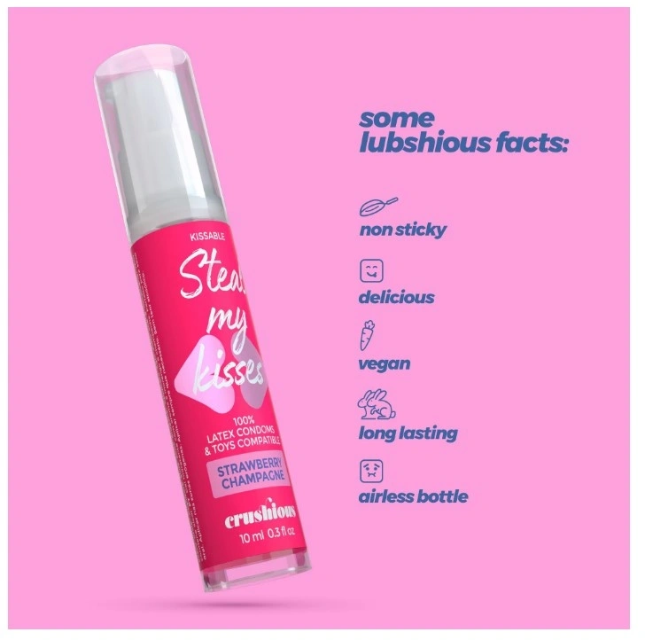 Lubrifiant Steal My Kisses, Aroma Sampanie si Capsuni, 10 ml, Nr. 3, Erotic24.ro