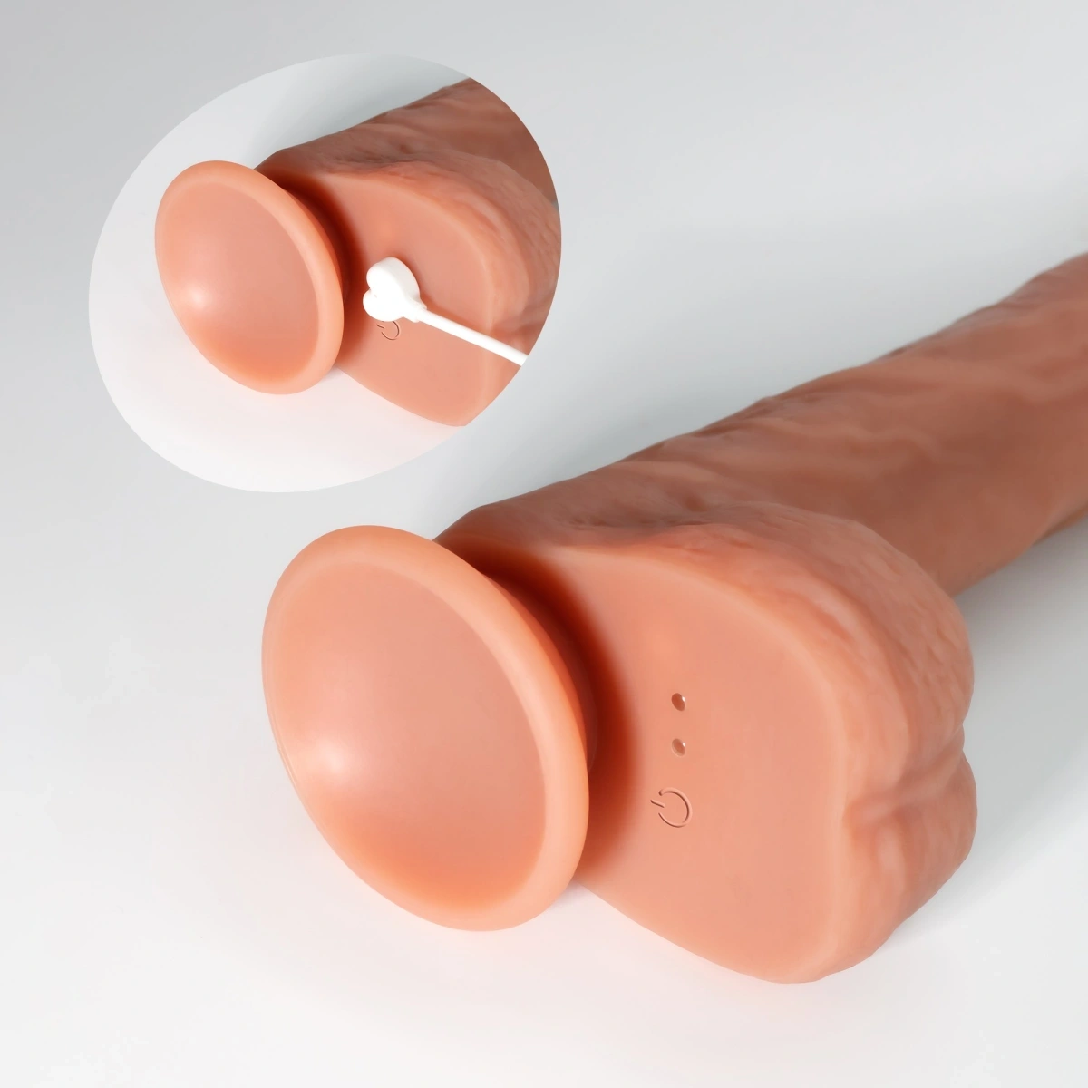 Vibrator Realist Crushious Inviktus, Remote Control, Vibratii, Impingere, Rotatii, Incalzire, Silicon Lichid, Natural, 20 cm, #6, Erotic24.ro