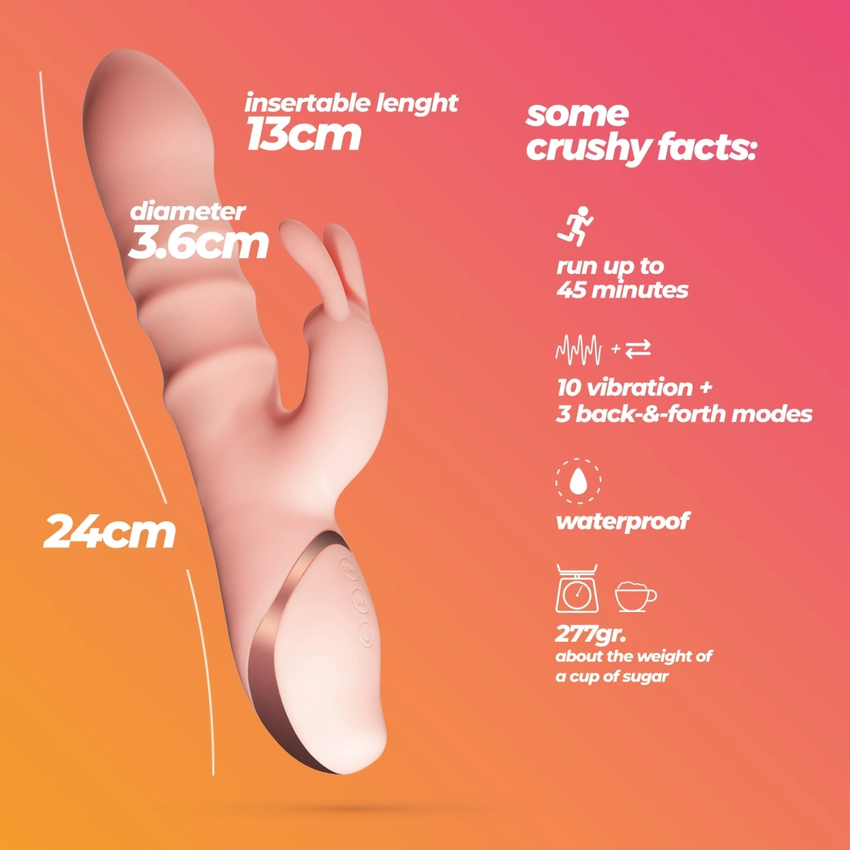 Vibrator Rabbit Crushious Ringlord, 10 Moduri Vibratii, 3 Miscari ale Inelelor Stimulatoare, Silicon, USB, Roz, 24 cm, #6, Erotic24.ro