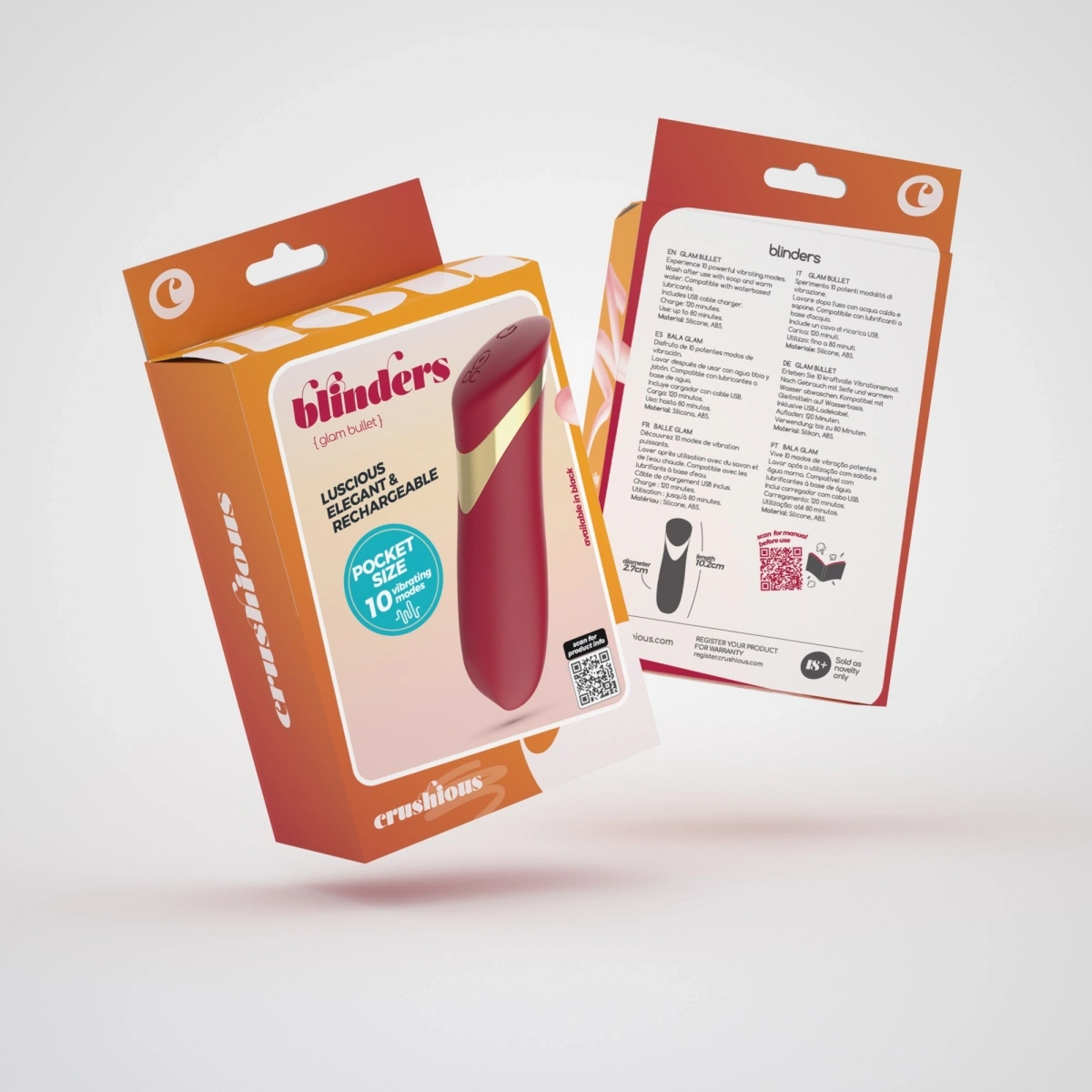 Vibrator Crushious Blinders, 10 Moduri Vibratii, Silicon, USB, Rosu, 10.2 cm, #7, Erotic24.ro