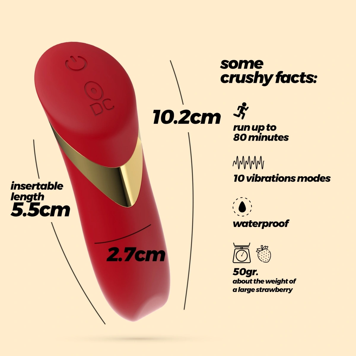 Vibrator Crushious Blinders, 10 Moduri Vibratii, Silicon, USB, Rosu, 10.2 cm, #6, Erotic24.ro