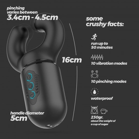 Masturbator Crushious Kong cu Presiune, 10 Moduri Vibratii, 10 Moduri Presiune, Silicon+ABS, USB, 16 cm, #4, Erotic24.ro
