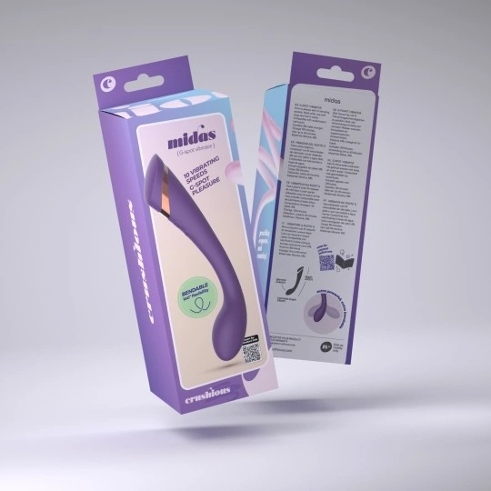 Vibrator Crushious Midas pentru Punctul G, 10 Moduri Vibratii, Silicon+ABS, USB, 21 cm, #6, Erotic24.ro