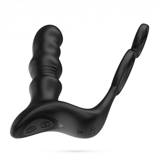 Stimulator Prostata Crushious Crixus cu Telecomanda, 9 Moduri Vibratii, 9 Moduri Impingere, Silicon+ABS, USB, 14.5 cm, #2, Erotic24.ro