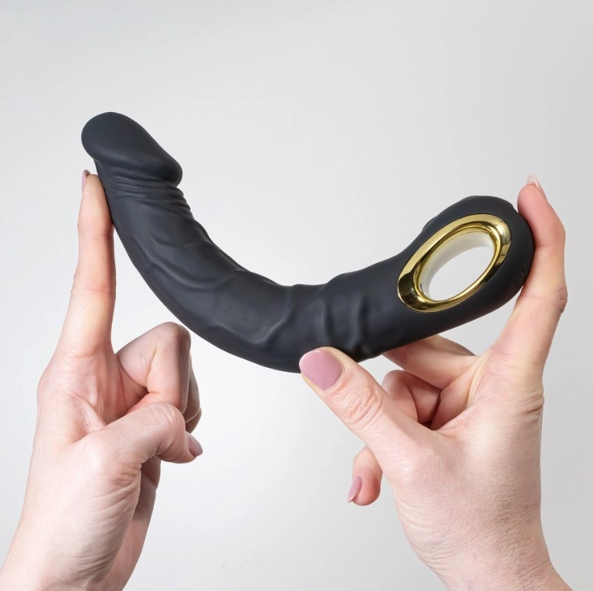 Vibrator Realist Crushious Magnus, 10 Moduri Vibratii, Silicon, USB Magnetic, Negru, 22.5 cm, #6, Erotic24.ro