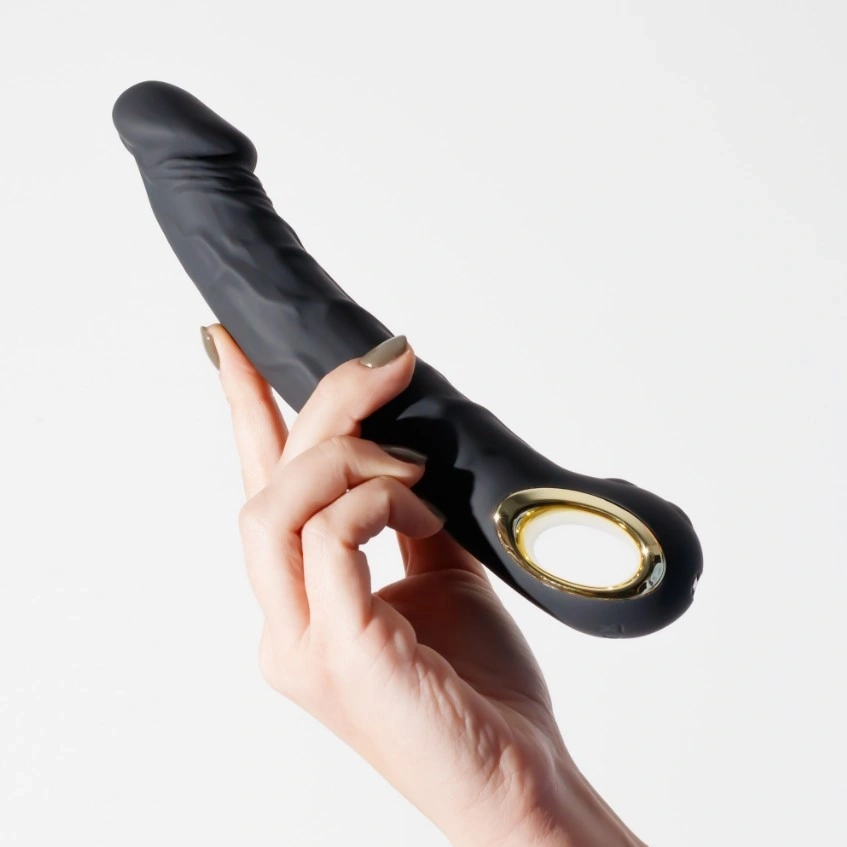 Vibrator Realist Crushious Magnus, 10 Moduri Vibratii, Silicon, USB Magnetic, Negru, 22.5 cm, #5, Erotic24.ro
