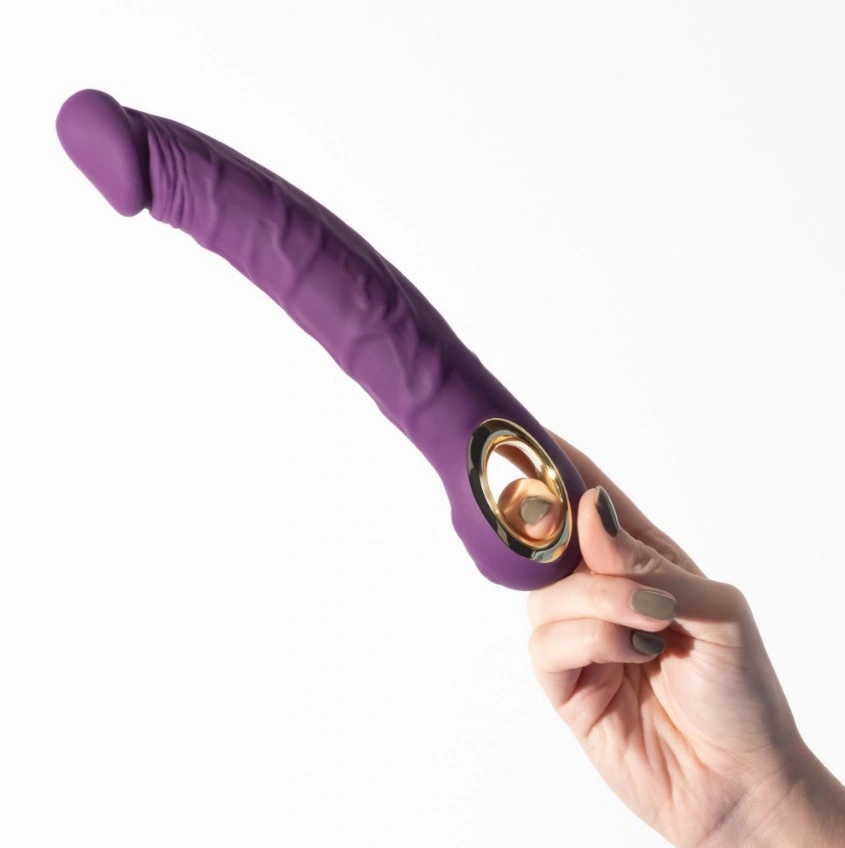 Vibrator Realist Crushious Magnus, 10 Moduri Vibratii, Silicon, USB Magnetic, Mov, 22.5 cm, Nr. 5, Erotic24.ro