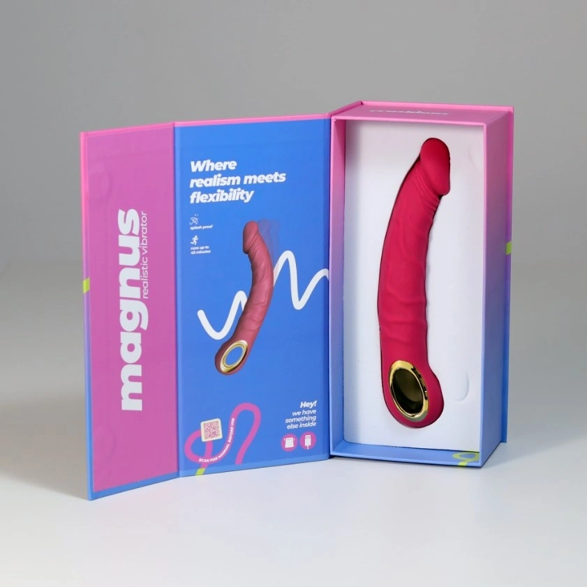 Vibrator Realist Crushious Magnus, 10 Moduri Vibratii, Silicon, USB Magnetic, Roz, 22.5 cm, #8, Erotic24.ro
