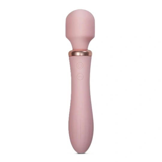 Vibrator Crushious Dual Massage Wand Jinx cu Incalzire, 10 Moduri Vibratii, Silicon+ABS, USB, Roz, 21 cm, #1, Erotic24.ro