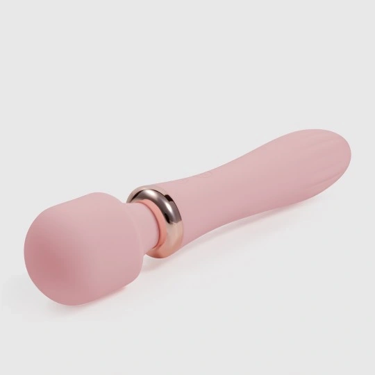 Vibrator Crushious Dual Massage Wand Jinx cu Incalzire, 10 Moduri Vibratii, Silicon+ABS, USB, Roz, 21 cm, #2, Erotic24.ro