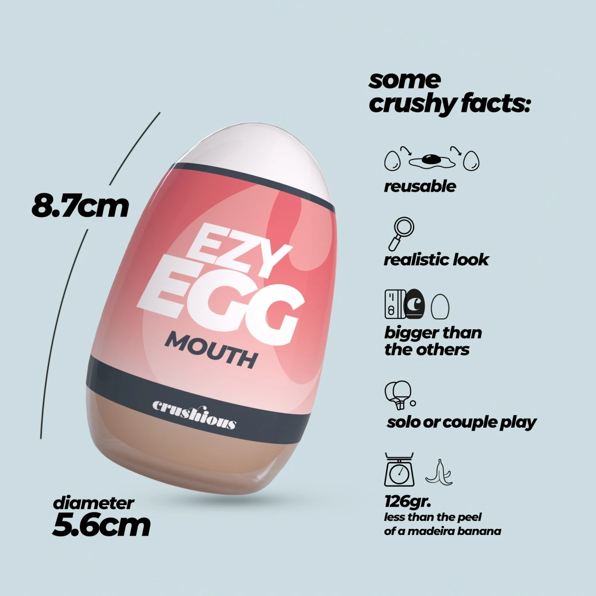 Masturbator Crushious Ezy Egg Mouth Tip Ou, TPE+ABS, #9, Erotic24.ro