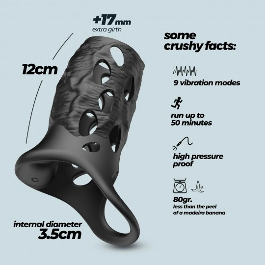 Inel de Penis Crushious Batiatus Armura, 9 Moduri Vibratii, Silicon, USB, 12 cm, #5, Erotic24.ro