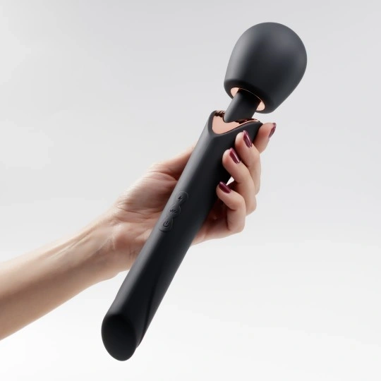 Vibrator Crushious Holly Wand, 10 Moduri Vibratii, Silicon, USB, Negru, 30 cm, #6, Erotic24.ro