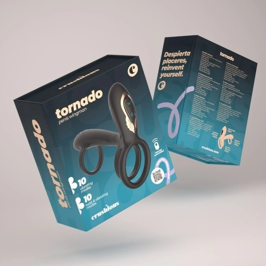 Inel de Penis Crushious Tornado Rotativ cu Telecomanda, 10 Moduri Vibratii, 10 Moduri Rotatie, Silicon+ABS, USB, 12 cm, #6, Erotic24.ro