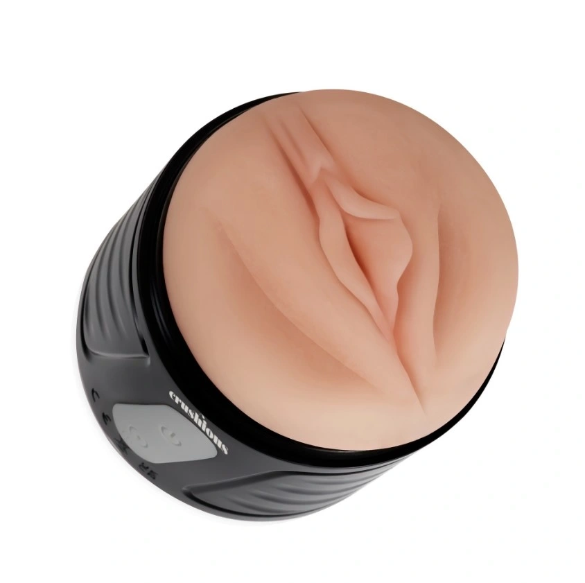 Masturbator Dublu Crushious Dunk, 10 Moduri Vibratii, USB, TPE, Natural, 11 cm, Nr. 1, Erotic24.ro