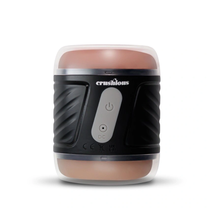 Masturbator Dublu Crushious Dunk, 10 Moduri Vibratii, USB, TPE, Natural, 11 cm, Nr. 2, Erotic24.ro