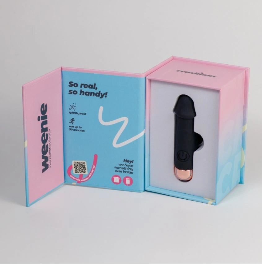 Vibrator Mini Realistic Crushious Weenie, 10 Moduri Vibratii, Silicon, USB, Negru, 8.8 cm, #10, Erotic24.ro