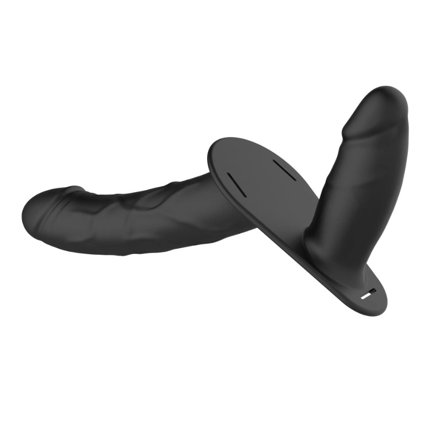 Strap-on Dublu Crushious Labionda 10 Moduri Vibratii, Remote Control, Silicon, USB, Negru, 15.5 cm, #4, Erotic24.ro