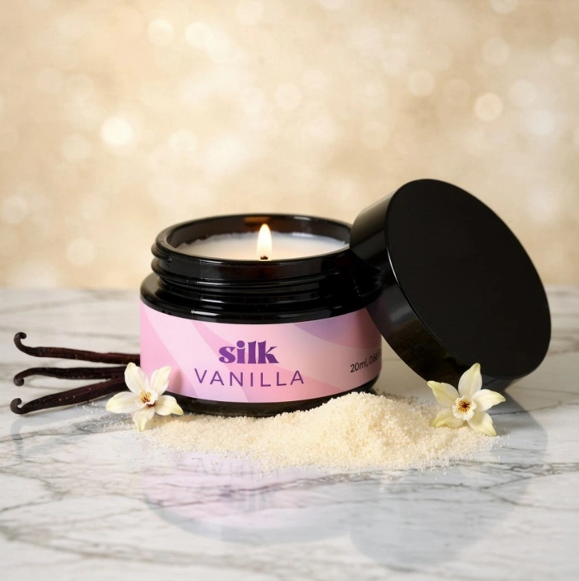 Lumanare de Masaj cu Feromoni Silk, Parfum Vanilie, 20 ml, #2, Erotic24.ro