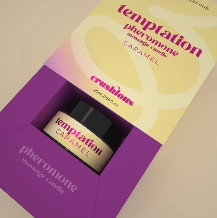 Lumanare de Masaj cu Feromoni Temptation, Parfum Caramel, 20 ml, #6, Erotic24.ro