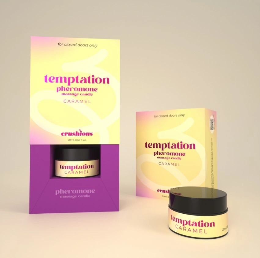 Lumanare de Masaj cu Feromoni Temptation, Parfum Caramel, 20 ml, #5, Erotic24.ro