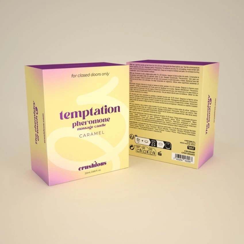 Lumanare de Masaj cu Feromoni Temptation, Parfum Caramel, 20 ml, #7, Erotic24.ro