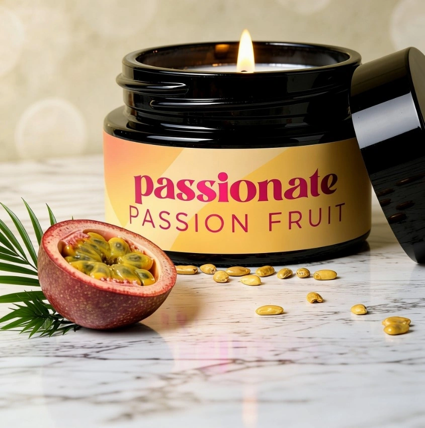 Lumanare de Masaj cu Feromoni Passionate, Parfum Fructul Pasiunii, 20 ml, Nr. 2, Erotic24.ro