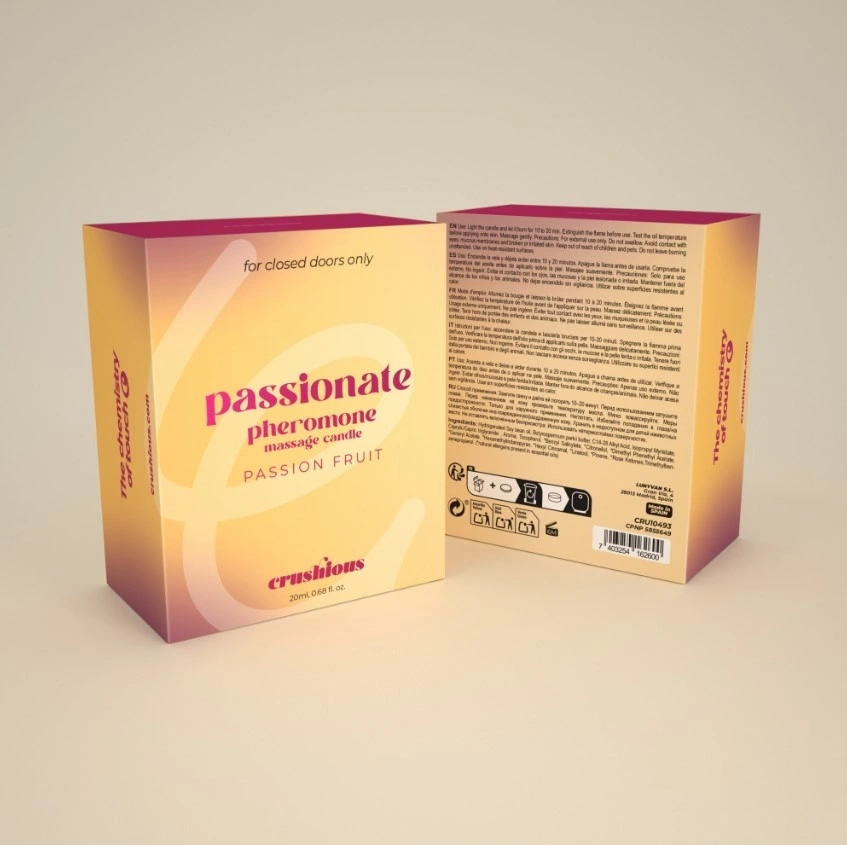 Lumanare de Masaj cu Feromoni Passionate, Parfum Fructul Pasiunii, 20 ml, Nr. 7, Erotic24.ro