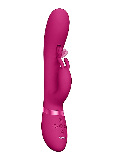 Vibrator Tama Tripe-Action, Wave&Vibrating G-Spot, Silicon, USB, Roz, 23.2 cm 