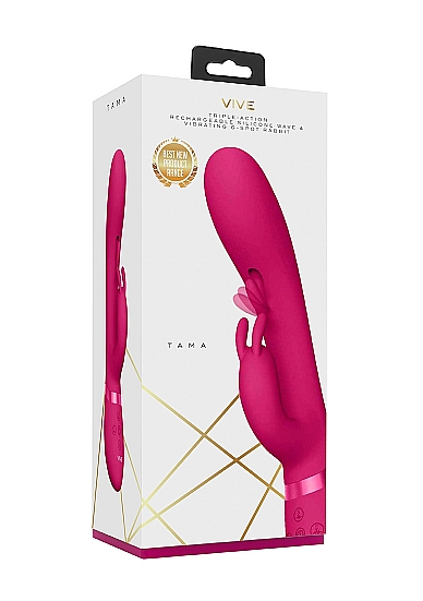 Vibrator Tama Tripe-Action, Wave&Vibrating G-Spot, Silicon, USB, Roz, 23.2 cm , #6, Erotic24.ro