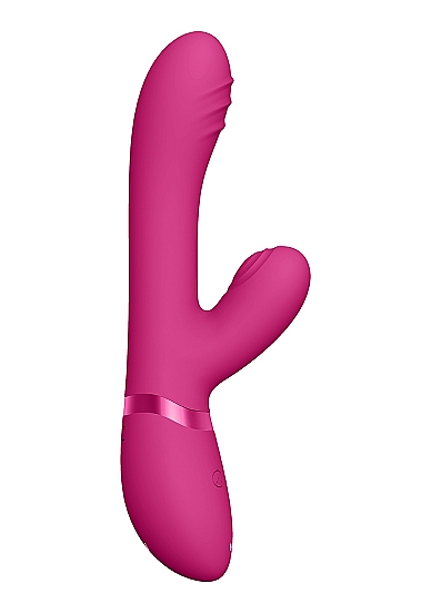 Vibrator Tani Triple Action Vibrating, Finger Motion, Pulse Wave, Silicon Roz 21.5 cm, Nr. 5, Erotic24.ro