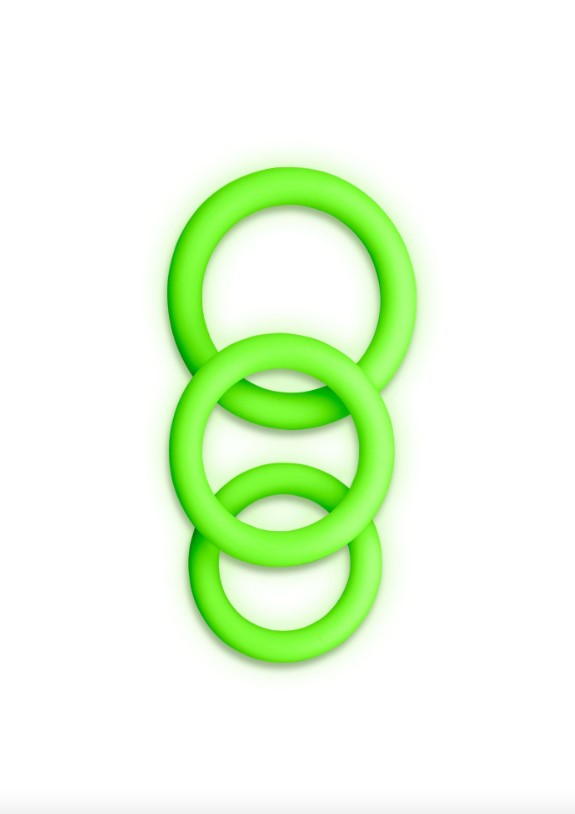 Set 3 Inele Silicon Glow in the Dark, Verde Neon