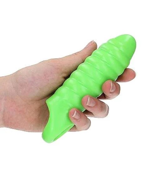 Manson Penis Swirl Glow in the Dark, TPE, Verde Neon, 15.5 cm, #2, Erotic24.ro