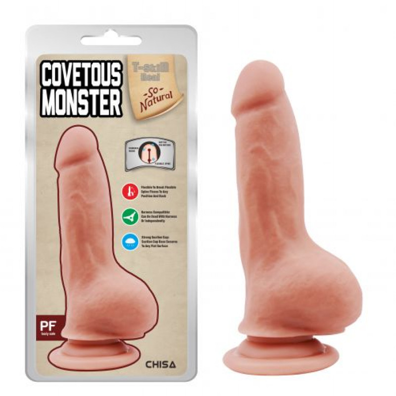 Dildo Realist Bendable Covetous Monster TPE Natural 18.5 cm, #2, Erotic24.ro