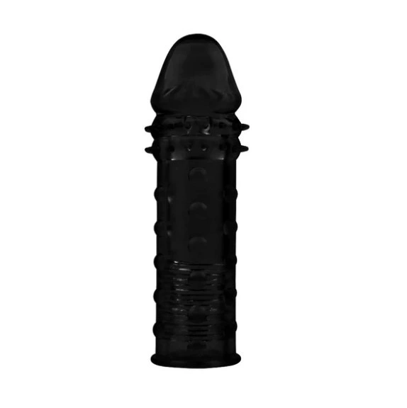 Prelungitor Penis Extra Texturat +2,5 cm, TPE, Negru