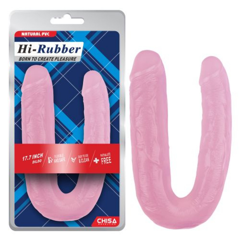 Dildo Dublu Hi-Rubber Roz 45 cm, Nr. 2, Erotic24.ro