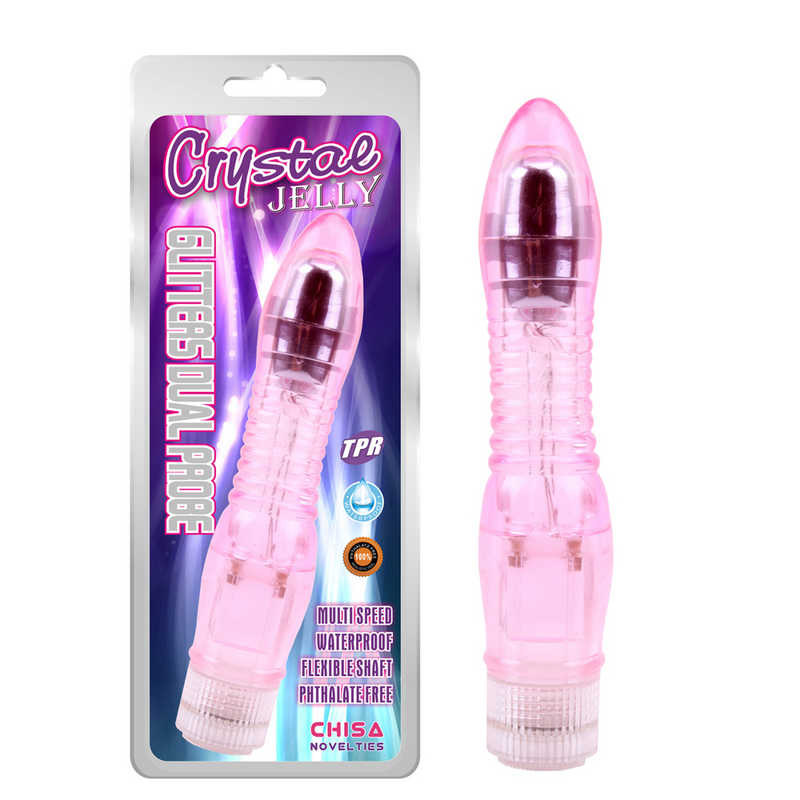 Vibrator Multispeed Glitters Dual Probe Roz 23 cm, #3, Erotic24.ro