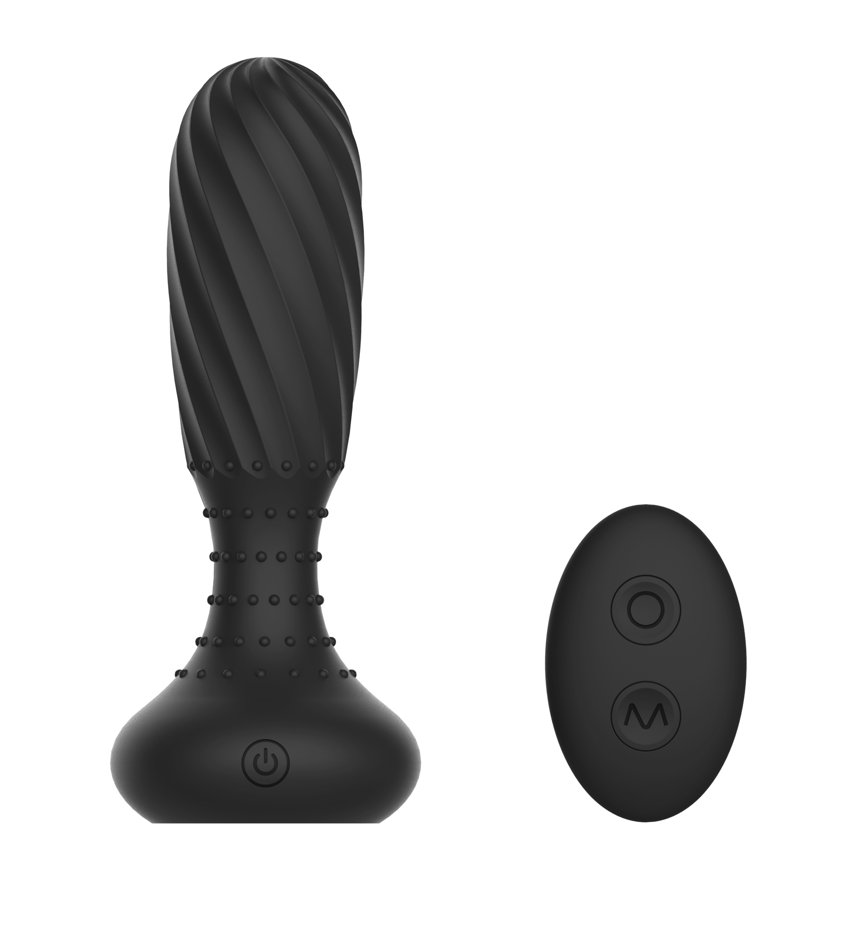 Vibrator Anal Libido Prober Remote Control, 10 Moduri Vibratii si Rotatii, Silicon, USB, Negru, 14 cm, #2, Erotic24.ro
