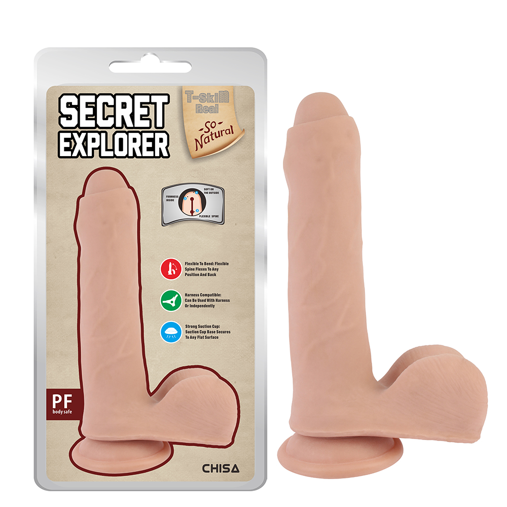 Dildo Realist Bendable Secret Explorer, TPE, Natural, 20 cm, #3, Erotic24.ro